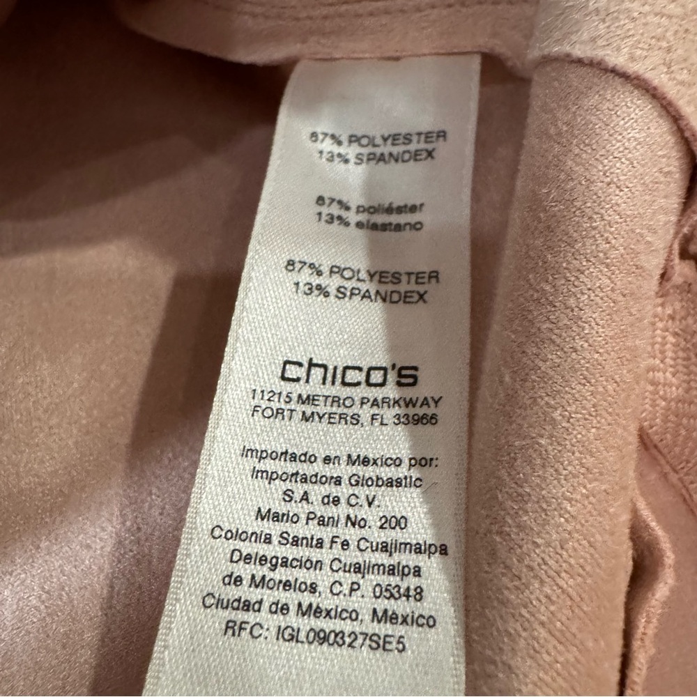 NWT Chicos Petal Pink Faux Suede Open Jacket Cardigan Side Zip Detail size 00 - Picture 3 of 6
